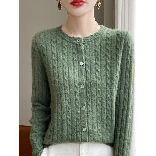 2024冬新款100純羊絨針織開衫外套女秋冬新款圓領提花外搭毛衣潮 2024冬新款100純羊絨針織開衫外套女秋冬新款圓領提花外搭毛衣潮