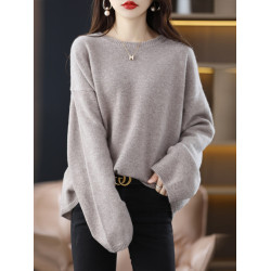 毛衣女款2025新款秋冬灰色上衣慵懶風寬松顯瘦遮肚打底大碼針織衫