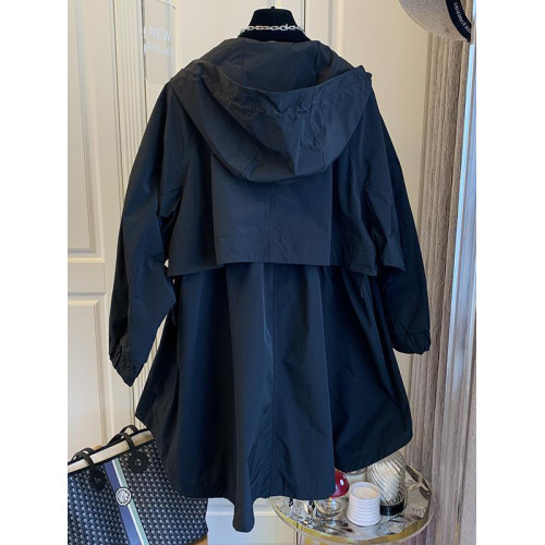 特大碼2-300斤春秋季薄款中長款寬松風衣女胖MM連帽工裝外套ins潮