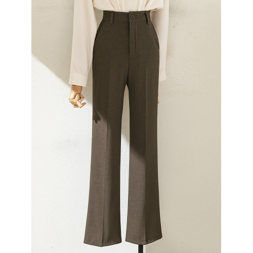 微喇西裝褲女裝2025年春夏新款高腰垂感喇叭褲修身顯瘦休閒拖地褲