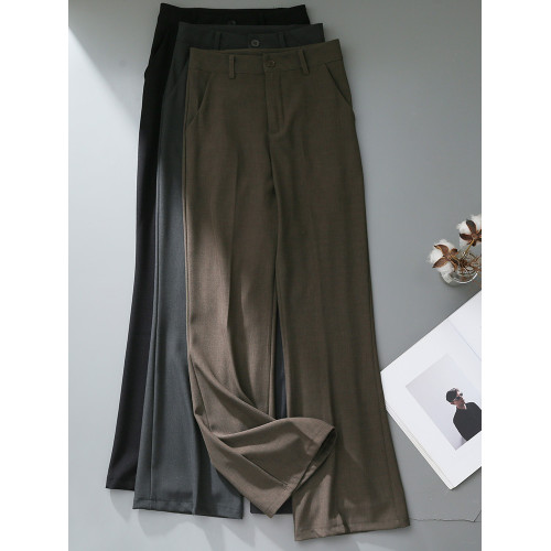 微喇西裝褲女裝2025年春夏新款高腰垂感喇叭褲修身顯瘦休閒拖地褲