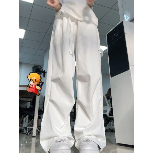 美式白色工裝褲女直筒高腰秋季2025新款寬松顯瘦休閒運動濶腿褲子 美式白色工裝褲女直筒高腰秋季2025新款寬松顯瘦休閒運動濶腿褲子