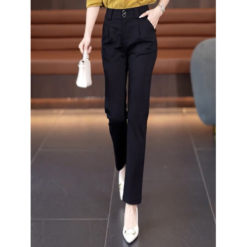 黑色休閒哈倫褲女秋冬2025年新款加絨女褲顯瘦百搭女士西裝褲子女