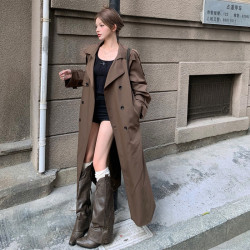 美拉德穿搭復古法式氣質休閒風衣外套中長款過膝西裝大衣女春冬季