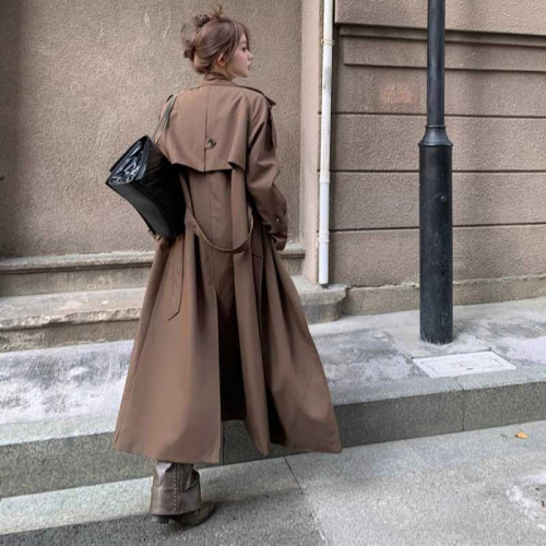 美拉德穿搭復古法式氣質休閒風衣外套中長款過膝西裝大衣女春冬季 美拉德穿搭復古法式氣質休閒風衣外套中長款過膝西裝大衣女春冬季