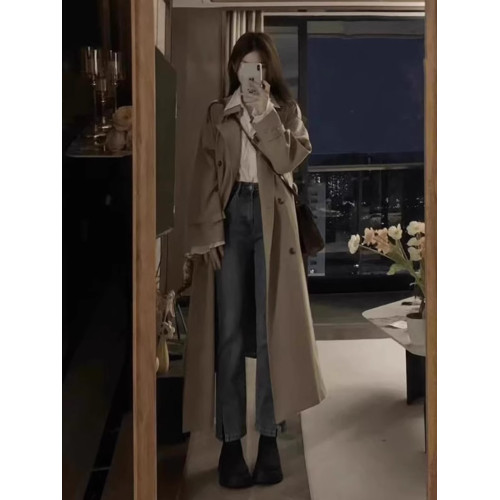 高個子胖mm200多斤女加長寬松大碼風衣外套春秋季過膝超長款大衣 高個子胖mm200多斤女加長寬松大碼風衣外套春秋季過膝超長款大衣