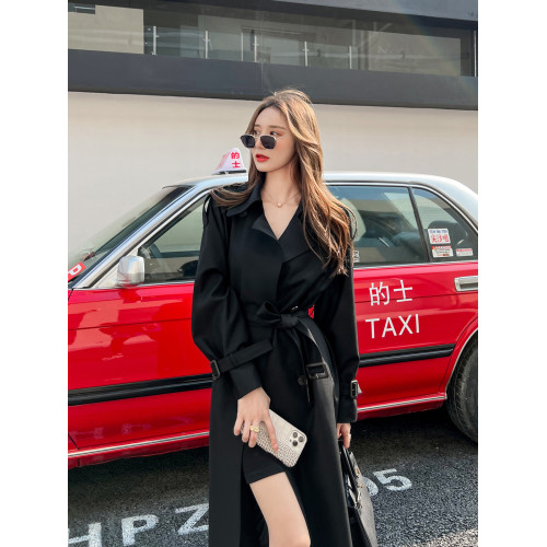 卡其色風衣外套女中長款2025春秋新款韓版寬松收腰英倫風流行大衣