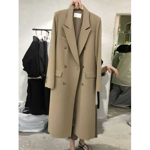 黑色風衣外套女2024秋冬季新款百搭寬松韓系高級感中長款西服大衣