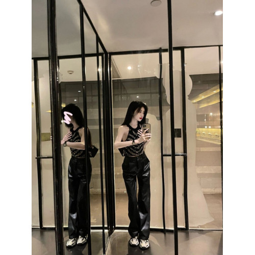 小香風重工釘珠鑲鑽掛脖針織背心女冷淡系高級感輕奢名媛氣質上衣