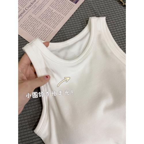 運動甜辣小背心吊帶女內搭帶胸墊白色打底春夏季外穿無袖短款上衣