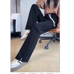 濶腿香蕉褲女春秋冬季加絨加厚女褲垂感休閒高腰直筒雪尼爾運動褲