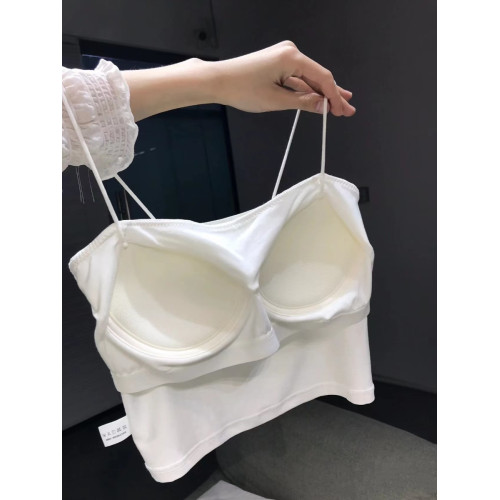 細吊帶背心女春秋內搭帶胸墊美背文胸一體式內衣露臍打底夏季抹胸