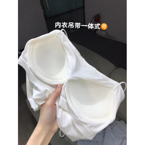 細吊帶背心女春秋內搭帶胸墊美背文胸一體式內衣露臍打底夏季抹胸