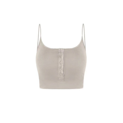 Badblood短款吊帶背心單排釦女士修身露臍性感無袖內搭辣妹上衣潮