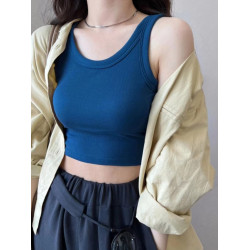 露臍短款帶胸墊一體外穿背心女夏季緊身螺紋抹胸吊帶內搭裹胸上衣