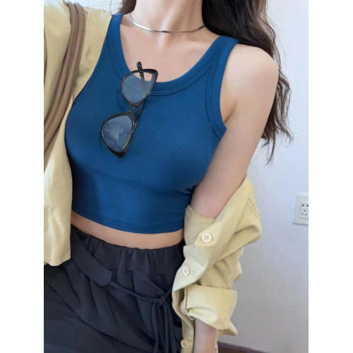 露臍短款帶胸墊一體外穿背心女夏季緊身螺紋抹胸吊帶內搭裹胸上衣