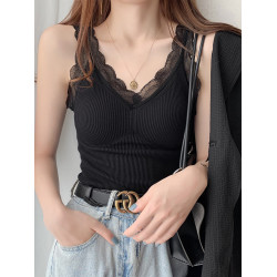 保暖吊帶背心女秋冬加絨加厚配西裝內搭打底蕾絲一體絨上衣毛絨絨