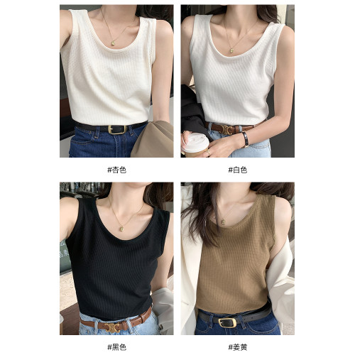 吊帶背心女內搭2025新款西裝打底無袖白色寬松華夫格上衣秋季外穿