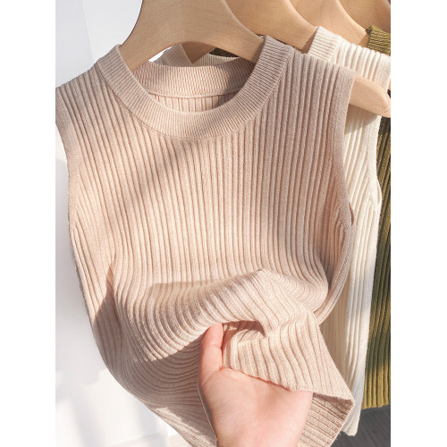 肌理感坑條針織背心女2025春夏修身顯瘦冰絲短款上衣外穿無袖吊帶