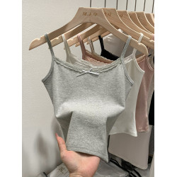 白色蕾絲拼接吊帶小背心女夏季度假內搭2025早春新款純欲短款上衣