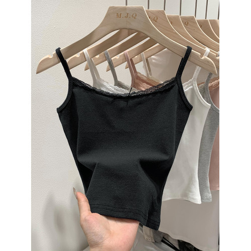 白色蕾絲拼接吊帶小背心女夏季度假內搭2025早春新款純欲短款上衣