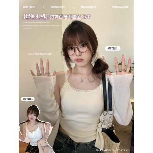 白色吊帶小背心女蕾絲內搭設計感小衆2025新款甜辣打底純欲上衣