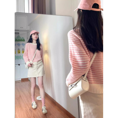 粉色多巴胺減齡毛衣女2025秋季慵懶風時尚氣質上衣寬松短款針織衫 粉色多巴胺減齡毛衣女2025秋季慵懶風時尚氣質上衣寬松短款針織衫