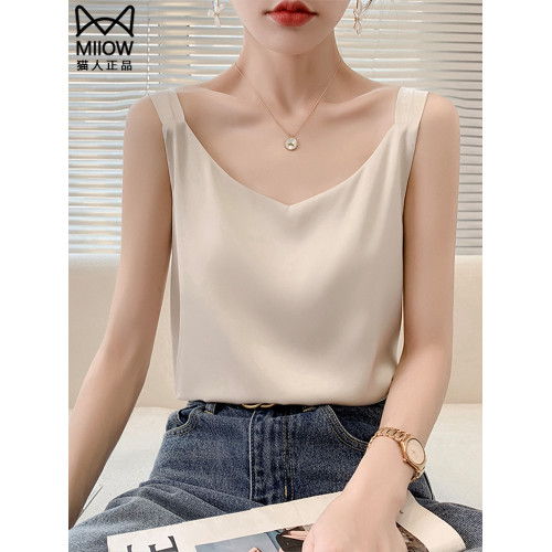 貓人寬肩吊帶背心女外穿夏季薄款2025新款寬松冰絲西裝內搭打底衫