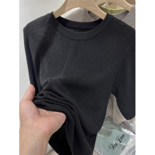 圓領中袖打底衫女2025秋季新款修身軟糯薄款針織衫內搭五分袖上衣 圓領中袖打底衫女2025秋季新款修身軟糯薄款針織衫內搭五分袖上衣