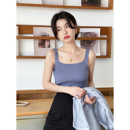 黑打底方領小背心女2025新款內搭白色吊帶夏季外穿大碼針織上衣