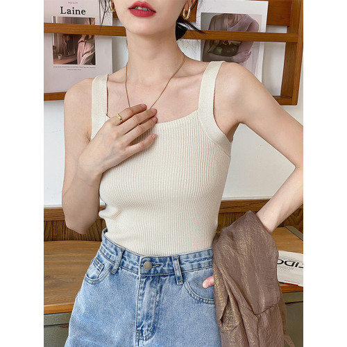 黑打底方領小背心女2025新款內搭白色吊帶夏季外穿大碼針織上衣