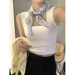 橘橙色方領吊帶小背心女內搭短款2025秋外穿寬肩帶胸墊遮副乳上衣