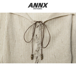 ANNX2025復古辣妹氣質性感純欲針織開衫女薄款修身長袖設計感上衣