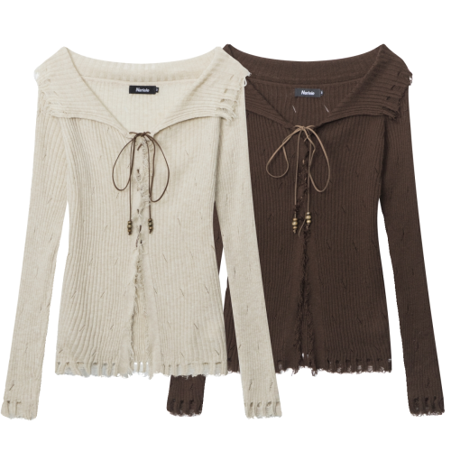 ANNX2025復古辣妹氣質性感純欲針織開衫女薄款修身長袖設計感上衣