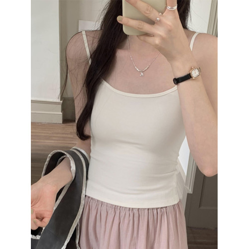 灰色無胸墊小吊帶背心女外穿夏時尚內搭美背修身美式甜妹性感上衣