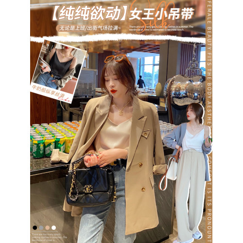 吊帶背心女內搭西裝2025新款寬松白色打底緞面仿真絲上衣夏外穿