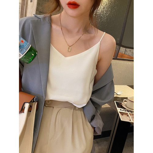 吊帶背心女內搭西裝2025新款寬松白色打底緞面仿真絲上衣夏外穿