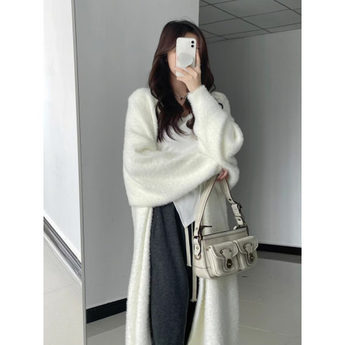 長款水貂絨毛衣開衫女秋冬季慵懶風純欲軟糯寬松加厚針織外套大衣 長款水貂絨毛衣開衫女秋冬季慵懶風純欲軟糯寬松加厚針織外套大衣