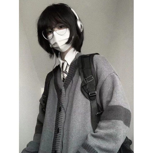 秋冬灰色慵懶風開衫毛衣女學生韓版寬松百搭顯瘦針織衫上衣外穿潮