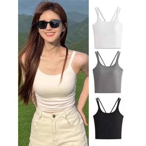 白色吊帶背心內搭女秋季外穿帶胸墊美背內衣文胸一體打底瑜珈上衣