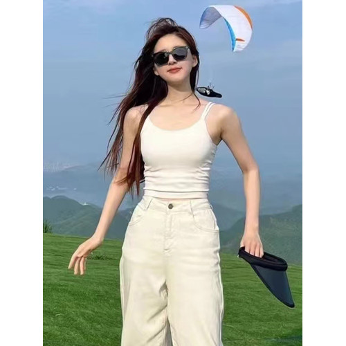 白色吊帶背心內搭女秋季外穿帶胸墊美背內衣文胸一體打底瑜珈上衣