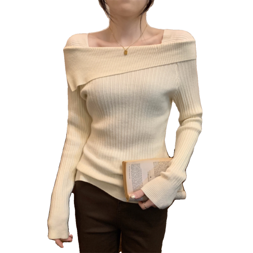 設計感一字肩針織衫女2025秋冬季新款打底衫內搭毛衣小衆高級上衣 設計感一字肩針織衫女2025秋冬季新款打底衫內搭毛衣小衆高級上衣