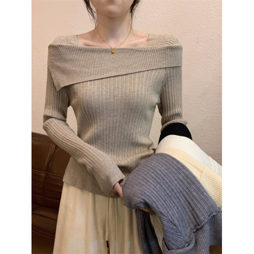 設計感一字肩針織衫女2025秋冬季新款打底衫內搭毛衣小衆高級上衣 設計感一字肩針織衫女2025秋冬季新款打底衫內搭毛衣小衆高級上衣