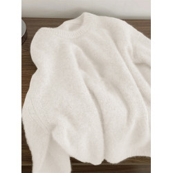 軟糯奶fufu浣熊絨藍色毛衣女秋冬高級感馬海毛寬松針織衫外穿上衣