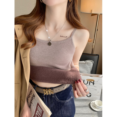 加絨加厚吊帶小背心女秋冬內搭外穿2025新款白色無袖打底保暖上衣