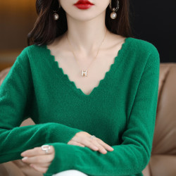 V領長袖羊毛衫女寬松秋冬新款套頭毛衣洋氣減齡韓版爆款打底衫