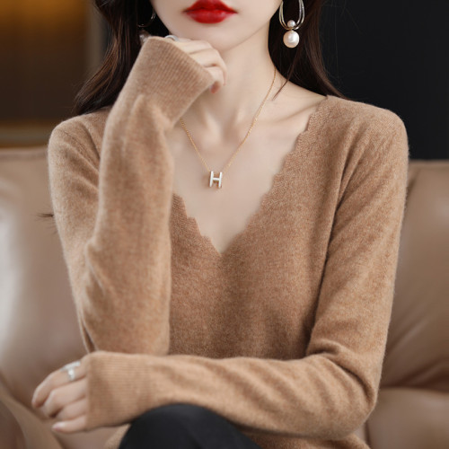 V領長袖羊毛衫女寬松秋冬新款套頭毛衣洋氣減齡韓版爆款打底衫 V領長袖羊毛衫女寬松秋冬新款套頭毛衣洋氣減齡韓版爆款打底衫