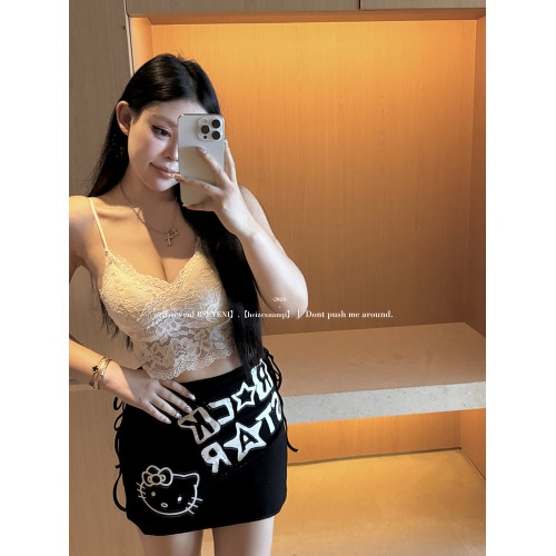 黑澤玄七女2025春季新款胖mm顯瘦百搭帶胸墊蕾絲文胸吊帶背心女