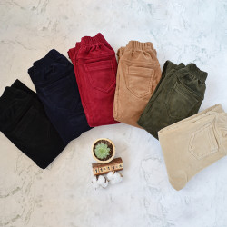 細條絨褲加絨加厚高腰大碼長褲子秋冬燈芯絨女褲松緊腰小腳休閒褲