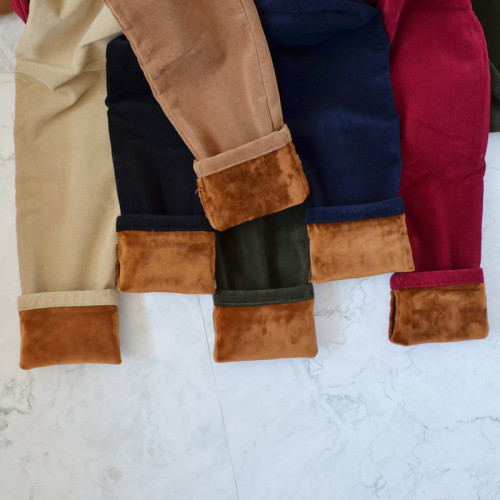 細條絨褲加絨加厚高腰大碼長褲子秋冬燈芯絨女褲松緊腰小腳休閒褲 細條絨褲加絨加厚高腰大碼長褲子秋冬燈芯絨女褲松緊腰小腳休閒褲